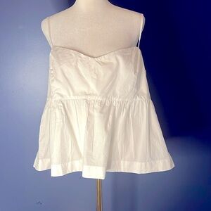 J Crew "Reimagined" crisp white tiny spaghetti adjustable straps, camisole tank